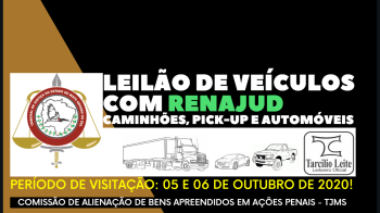 LEILÃO 012/2020 DE BENS APREENDIDOS EM AÇÕES PENAIS COM RENAJUD