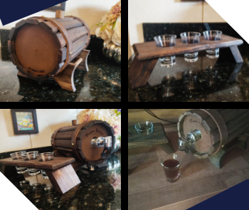 DIVERSOS KITS BAR (BARRIL PARA BEBIDAS DESTILADAS COMPLETO COM COPOS E SUPORTE) 