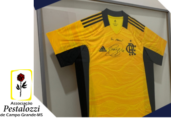 PESTALOZZI LEILOA CAMISA DO FLAMENGO ADIDAS 2021, MODELO AMARELO AUTOGRAFADA PELO GOLEIRO DIEGO ALVES TAMANHO G